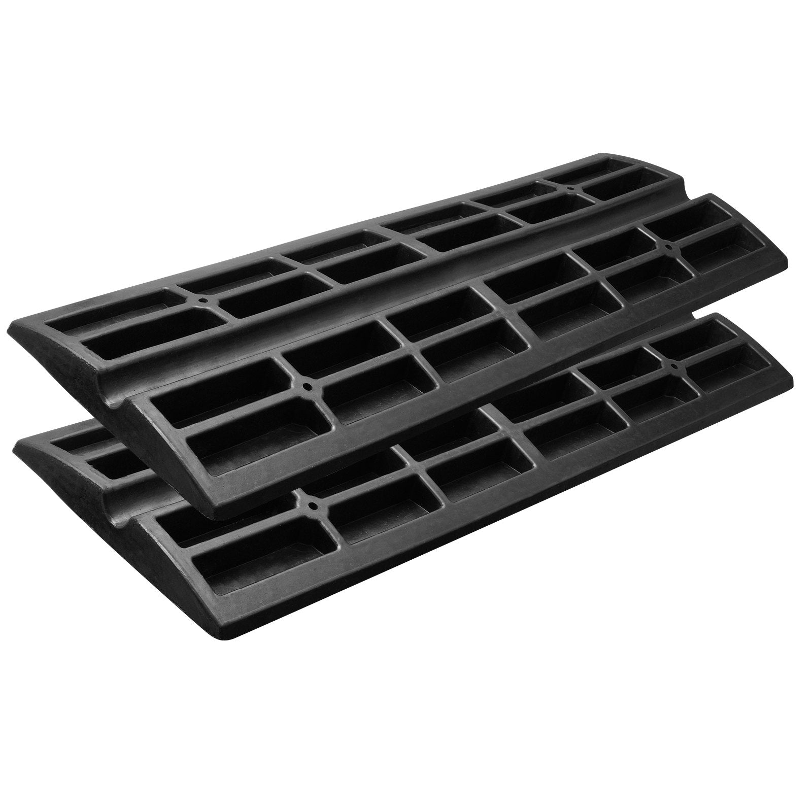 VEVOR Curb Ramp, 2 Pack, 6.5 cm Rise, Rubber Driveway Ramps, Heavy Duty 15 tons Weight Capacity Threshold Ramp, Curbside Bridge Ramps for Loading Dock Garage Sidewalk, Expandable Full Ramp Set