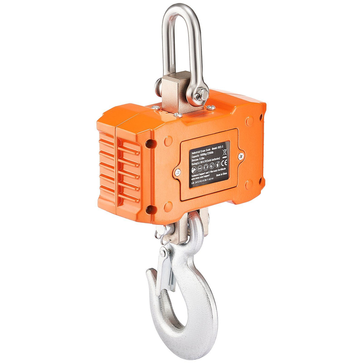 Digital Crane Scale, 2200 lbs/1000 kg, Industrial Heavy Duty Hanging Scale with Remote Control, Cast Aluminum Case & LCD Screen, High Precision for Construction, Factory, Farm, Hunting (Orange)