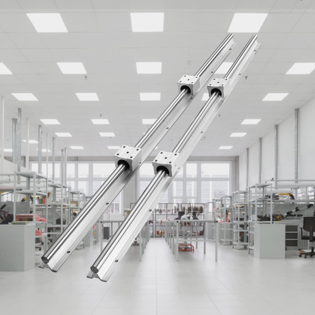 VEVOR Linear Guide Rail Set, SBR16 1000mm, 2 PCS 39.4 in/1000 mm SBR16 Guide Rails and 4 PCS SBR16UU Slide Blocks, Linear Rails and Bearings Kit for Automated Machines DIY Project CNC Router Machines