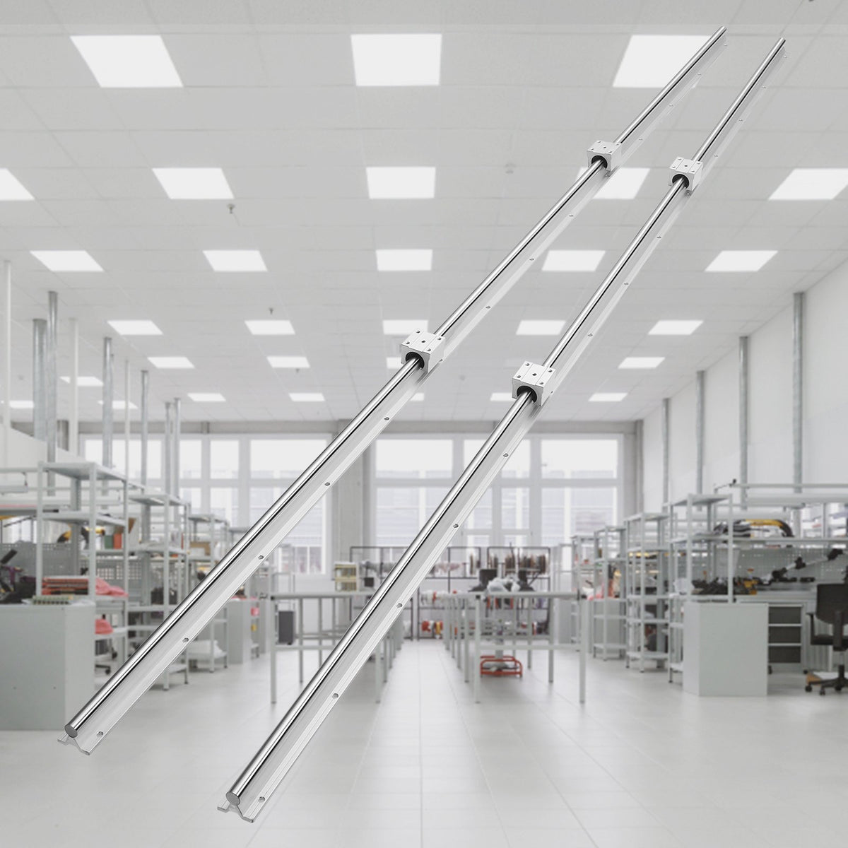 VEVOR Linear Guide Rail Set, SBR16 2000mm, 2 PCS 78.7 in/2000 mm SBR16 Guide Rails and 4 PCS SBR16UU Slide Blocks, Linear Rails and Bearings Kit for Automated Machines DIY Project CNC Router Machines