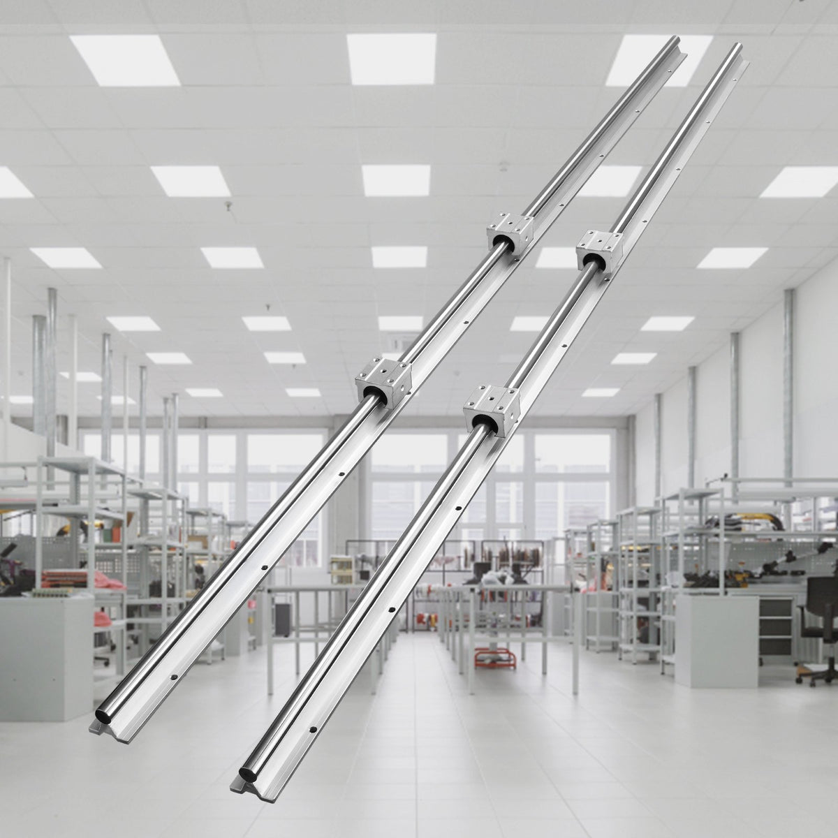 VEVOR Linear Guide Rail Set, SBR20 1500mm, 2 PCS 59 in/1500 mm SBR20 Guide Rails and 4 PCS SBR20UU Slide Blocks, Linear Rails and Bearings Kit for Automated Machines DIY Project CNC Router Machines