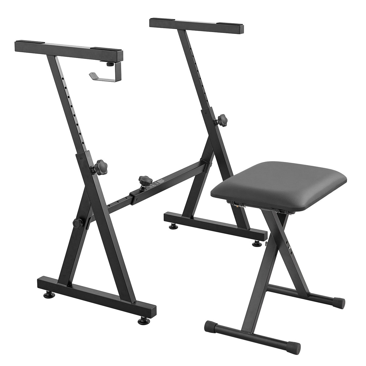 VEVOR Piano Keyboard Stand and Bench Set, Z Style, Heavy-Duty Digital Piano Music Stand and Seat, 250 lbs Capacity with Adjustable Piano Bench Width Height Wheels, Fits for 54-88 Key Electric Pianos