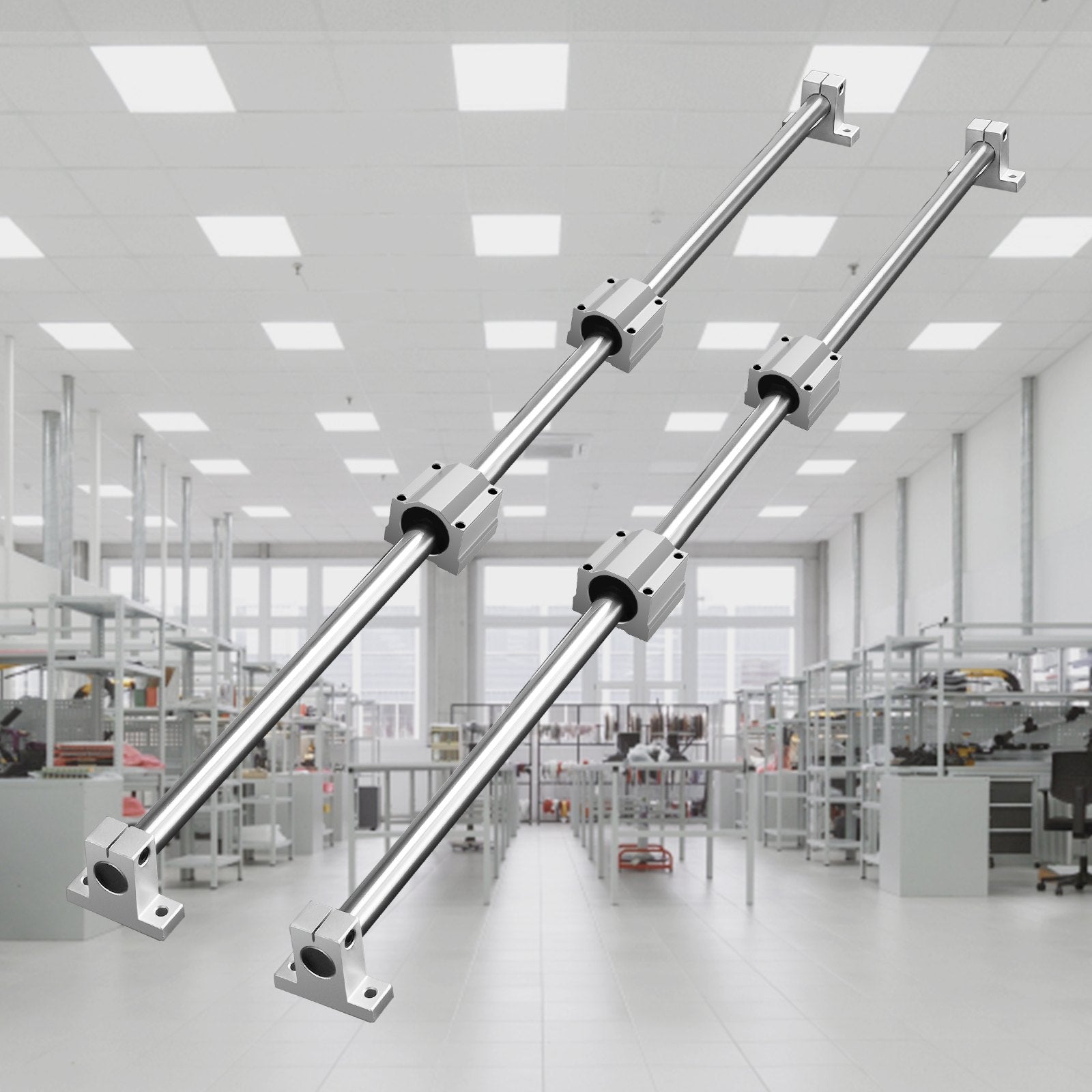 VEVOR Linear Guide Rail Set, SFC20 1200mm, 2 PCS 47.2 in/1200 mm SFC20 Guide Rails 4 PCS SC20 Slide Blocks 4 PCS Rail Supports, Linear Rails and Bearings Kit for Automated Machines CNC DIY Project