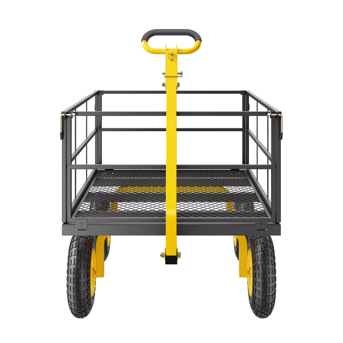 VEVOR 1400 Lbs Steel Garden Cart, Heavy Duty Pullable Garden Wagon Yard Cart, 2 in 1 Outdoor Metal Utility Wagon Yard Trailer with 13" All Terrain Tires, Mesh Removable Sides and 180°Rotating Handle
