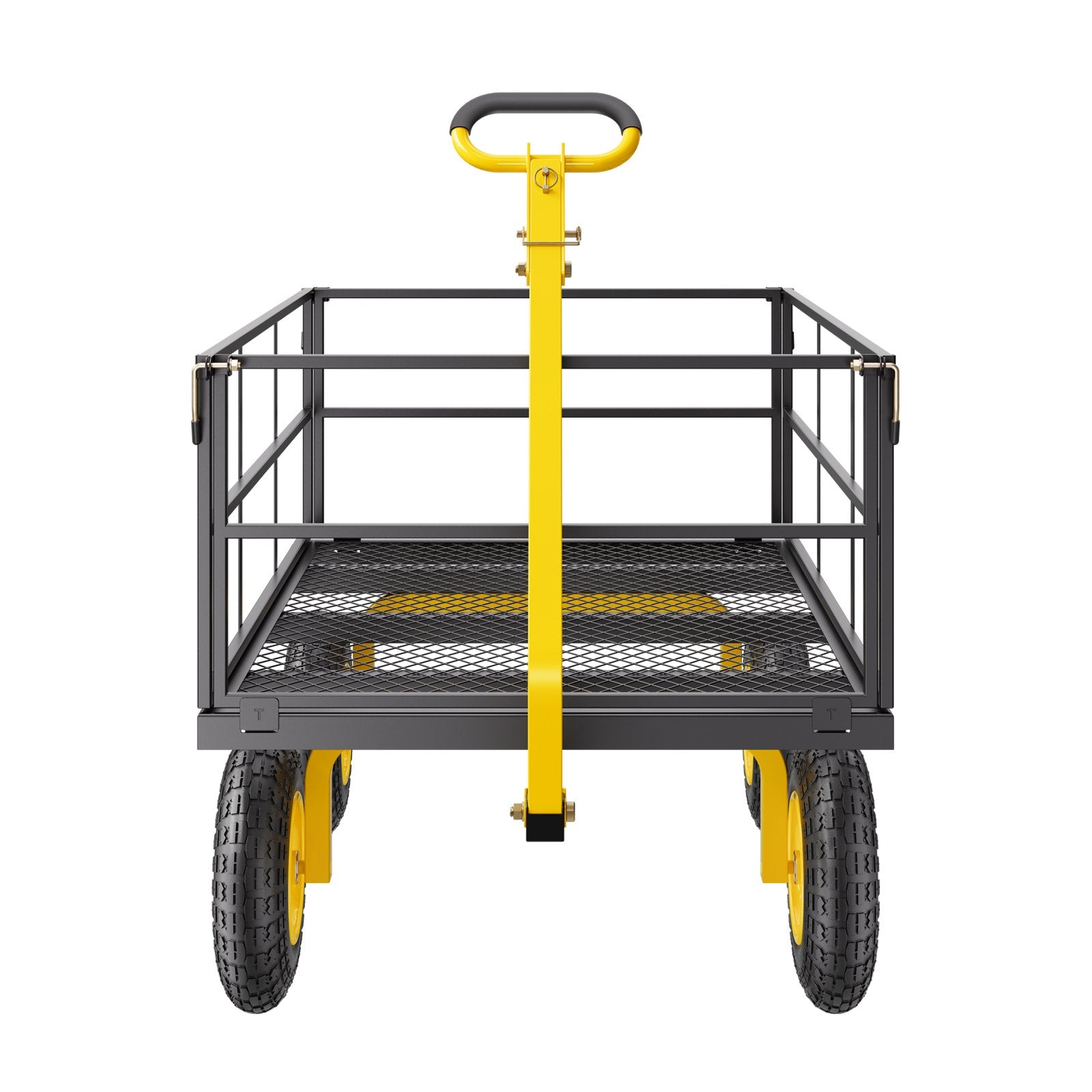 VEVOR 1400 Lbs Steel Garden Cart, Heavy Duty Pullable Garden Wagon Yard Cart, 2 in 1 Outdoor Metal Utility Wagon Yard Trailer with 13" All Terrain Tires, Mesh Removable Sides and 180°Rotating Handle