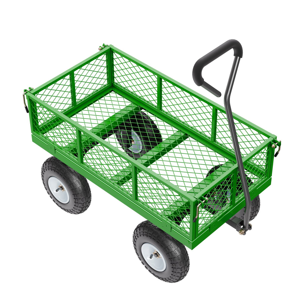 VEVOR 680 Lbs Steel Garden Cart on Wheels, Heavy Duty Garden Wagon Cart Pullable, Metal Outdoor Utility Yard Wagon Carts with 10" Tires, Mesh Removable Sides and 180°Rotating Handle