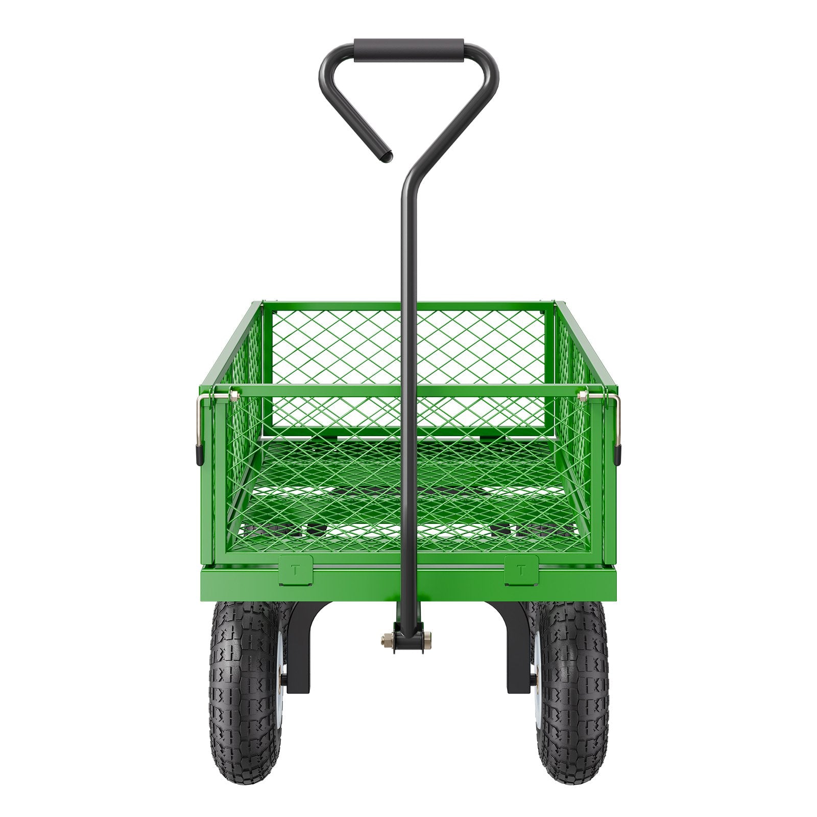 VEVOR 900 Lbs Steel Garden Cart on Wheels, Heavy Duty Pullable Garden Wagon Yard Cart, Outdoor Metal Utility Wagon with 10" Tires and Mesh Removable Sides(Convert to Flatbed), and 180°Rotating Handle