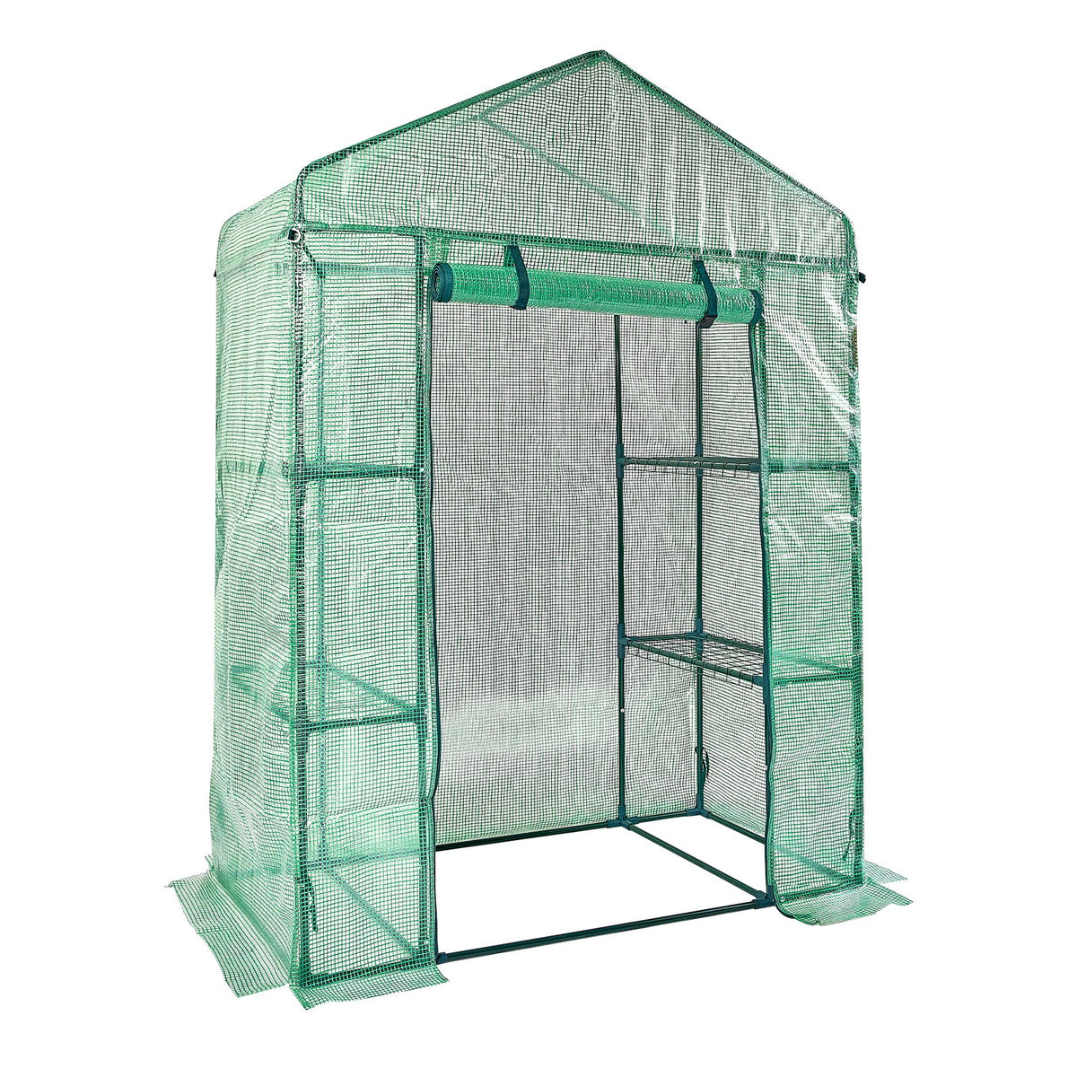 VEVOR Walk-in Green House, 4.6 x 2.4 x  6.7 ft  Greenhouse with Shelves, Set Up in Minutes, High Strength PE Cover with Doors &amp; Windows and Steel Frame, Suitable for Planting and Storage, Green