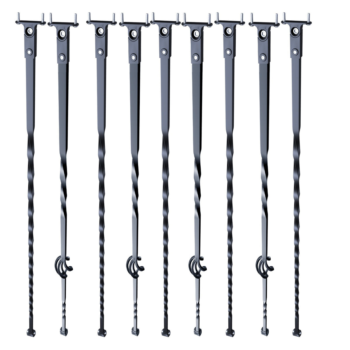 VEVOR Staircase Metal Balusters, 44'' x 1/2" Galvanized Steel Decorative Banister Spindles, 10 Pack Deck Baluster with Hollow Single Baskets, Twists, Spiral Stair Railing w/ Shoes &amp; Screws