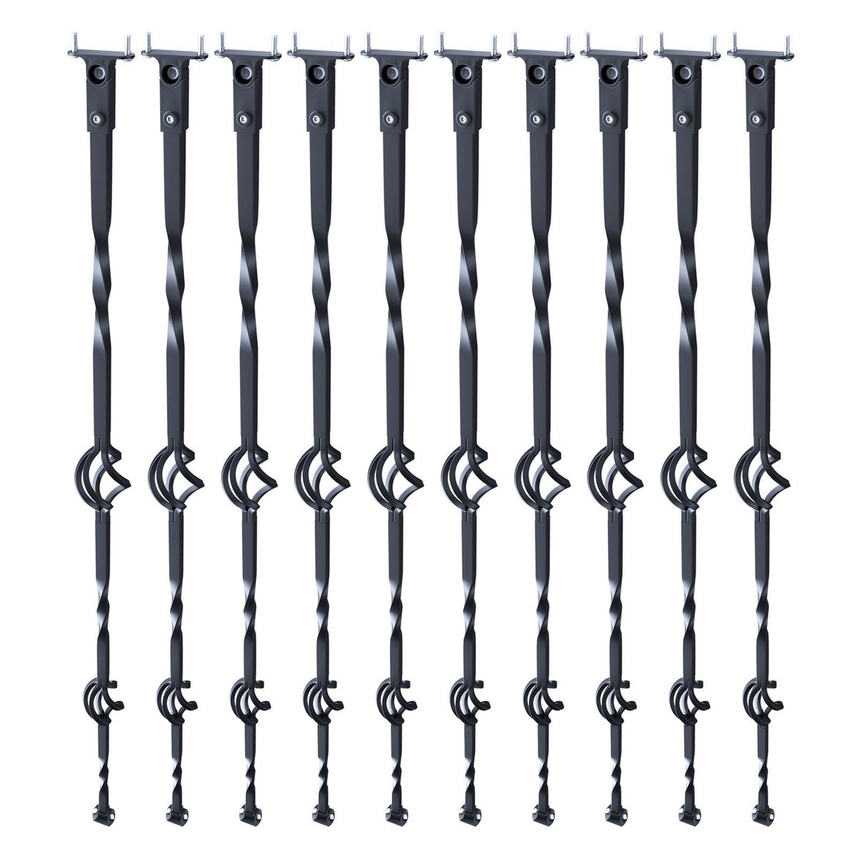 Staircase Metal Balusters, 44'' x 1/2" Galvanized Steel Decorative Banister Spindles, 10 Pack Deck Baluster with Hollow Double Baskets, Spiral Stair Railing with Shoes &amp; Screws