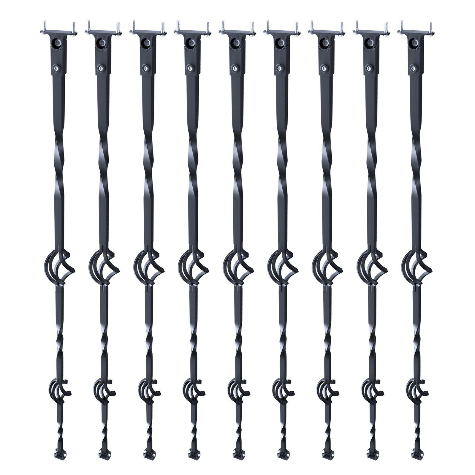 Staircase Metal Balusters, 44'' x 1/2" Galvanized Steel Decorative Banister Spindles, 10 Pack Deck Baluster with Hollow Double Baskets, Spiral Stair Railing with Shoes & Screws