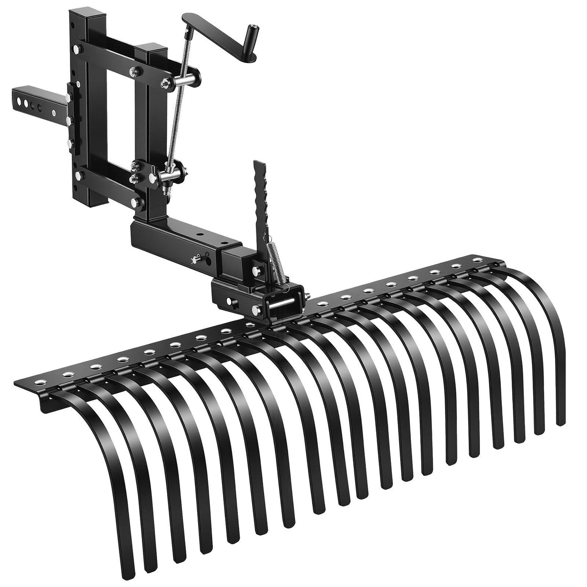 106.7cm Tow Behind Landscape Rake, 3-Point Lawn Rock Rake with Blade &amp; Lift Lever, Fit Category 1 ATVs UTVs Lawn Tractors, Heavy Duty Dethatcher Rake for Debris Leaves Thatch