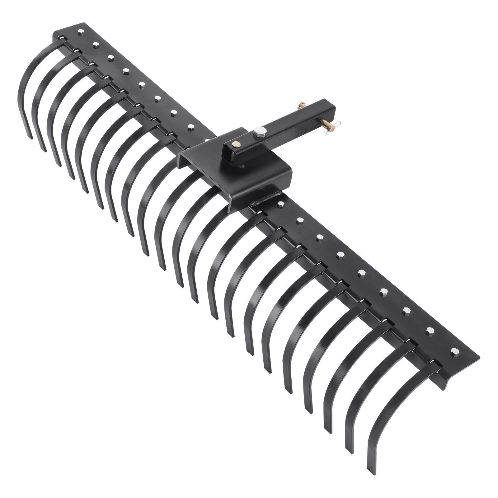 Tow Behind Landscape Rake, 1.5m Tow Dethatcher with 21 Steel Coil Tines, Lawn Dethatcher Rake Attaches to 1.2m or 15m Toolbars and 3-point Suspension Systems, for Leaves, Pine Needles, and Grass