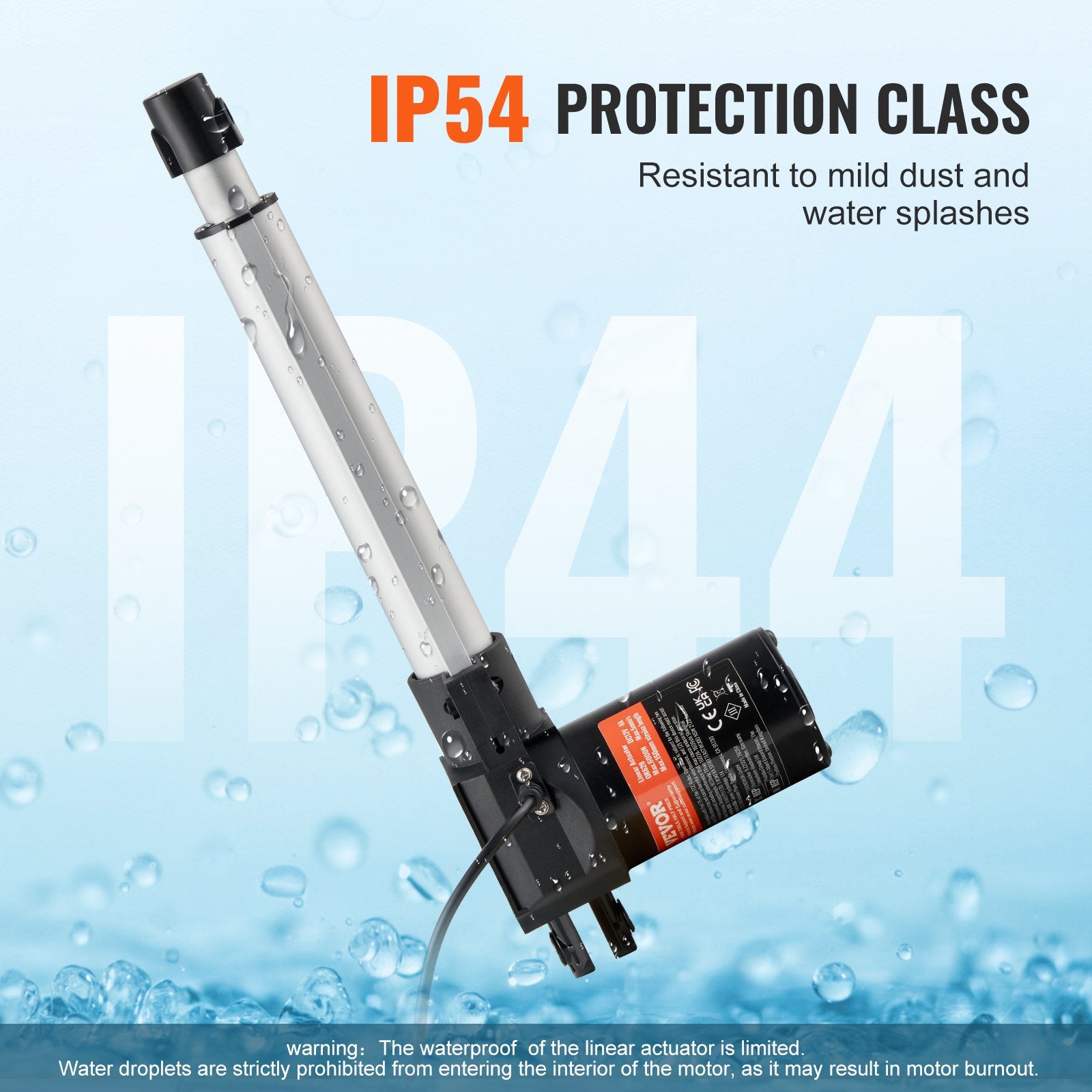 VEVOR Linear Actuator 12V, 8 Inch Heavy Duty 1320lbs/6000N Linear Actuator, 0.19"/s Linear Motion Actuator with Mounting Bracket & IP44 Protection for Electric Door Industrial Machinery Vessels Cargo