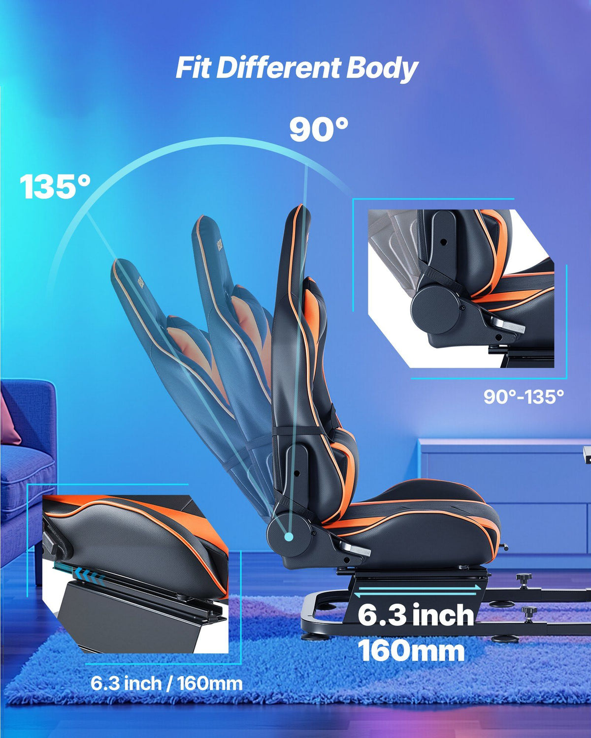Racing Wheel Stand, Heavy-Duty Simulator Cockpit Steering Stand with Dual-Rail Dual-Arm, Fit Logitech G25,G27,G29,G920,G923, Thrustmaster T300RS,TX F458,T500RS,T3PA-PRO (F1/GT) and CSR Pedals
