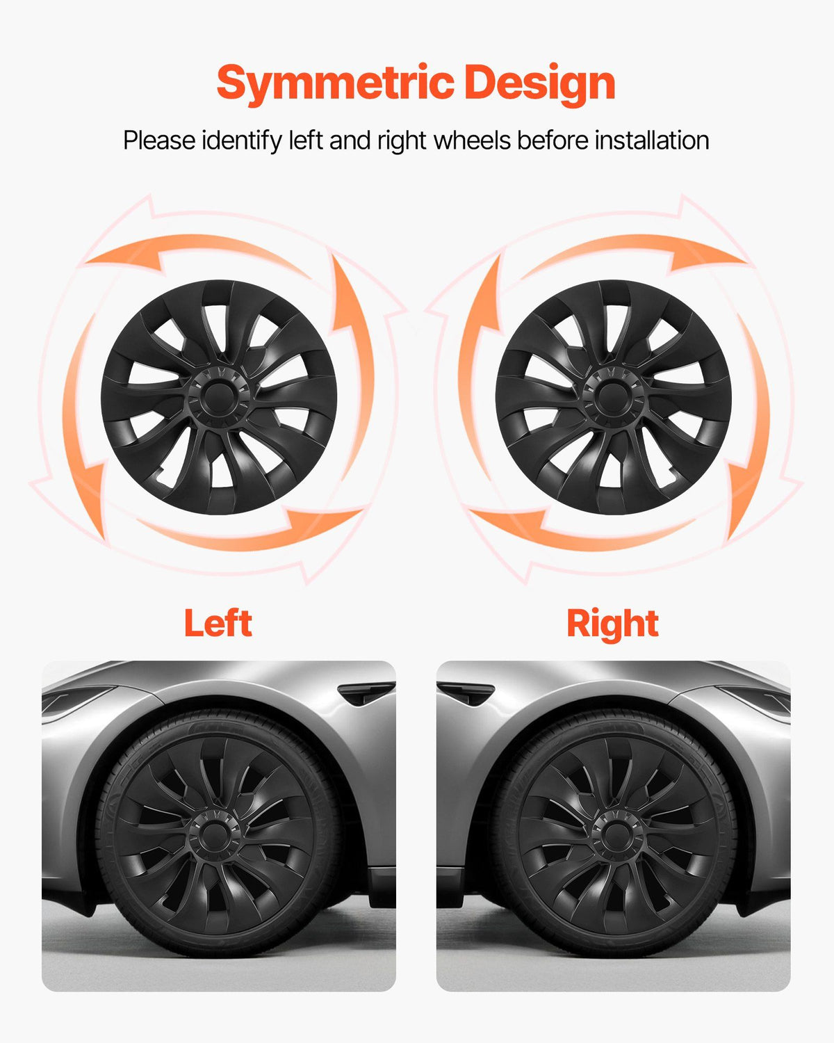 Hubcaps Wheel Covers for 2017-2023 Tesla Model 3, 18 Inch Set of 4 Wheel Rim Cover Hubcaps OEM Style Replacement, R18 Size Snap On Car Hub Caps, Premium 10-Spoke ABS Tire Rim Caps, Matte Black