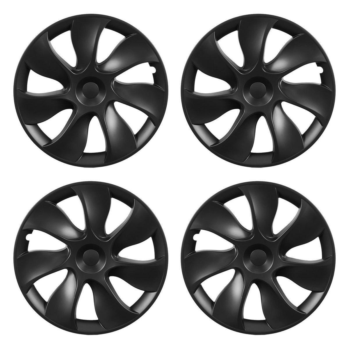 Hubcaps Wheel Covers for 2021-2024 Tesla Model Y, 19 Inch Set of 4 Wheel Rim Cover Hubcaps OEM Style Replacement, R19 Size Snap On Car Hub Caps, Premium 7-Spoke ABS Tire Rim Caps, Matte Black