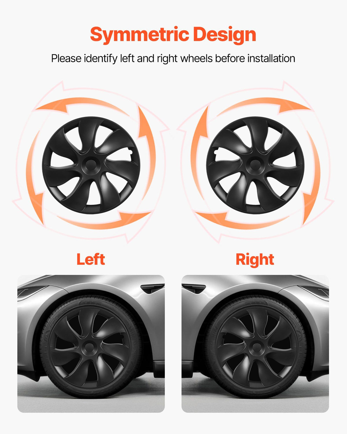 Hubcaps Wheel Covers for 2021-2024 Tesla Model Y, 19 Inch Set of 4 Wheel Rim Cover Hubcaps OEM Style Replacement, R19 Size Snap On Car Hub Caps, Premium 7-Spoke ABS Tire Rim Caps, Matte Black