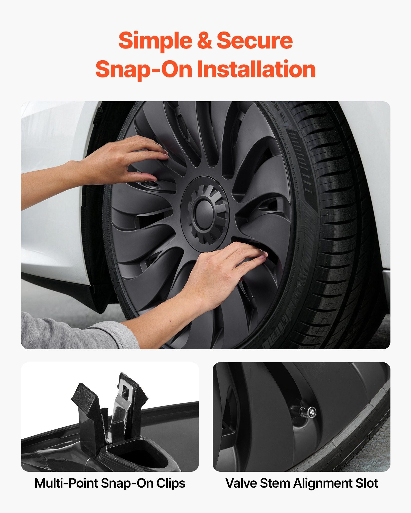 Hubcaps Wheel Covers for 2021-2024 Tesla Model Y, 19 Inch Set of 4 Wheel Rim Cover Hubcaps OEM Style Replacement, R19 Size Snap On Car Hub Caps, Premium 14-Spoke ABS Tire Rim Caps, Matte Black