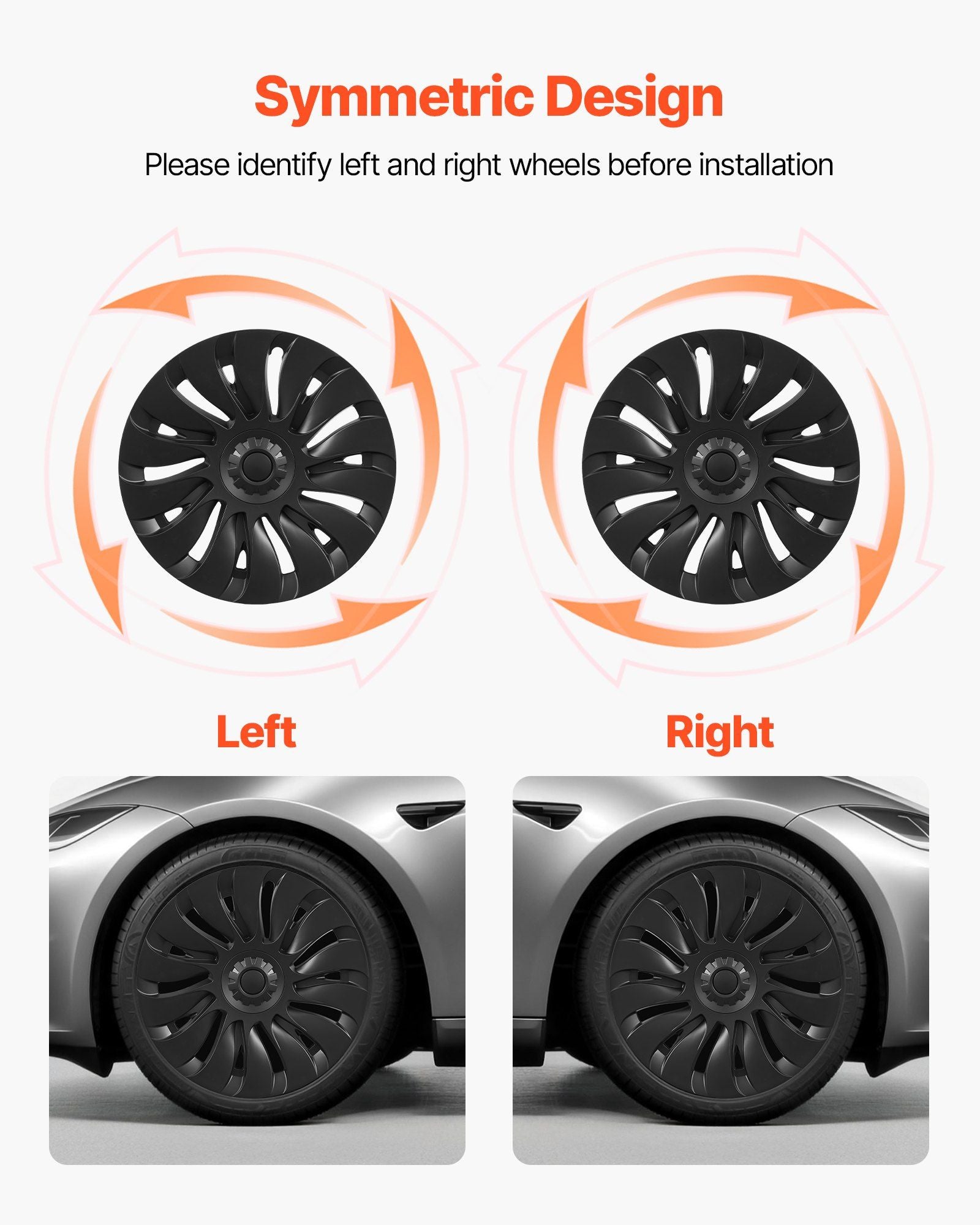 Hubcaps Wheel Covers for 2021-2024 Tesla Model Y, 19 Inch Set of 4 Wheel Rim Cover Hubcaps OEM Style Replacement, R19 Size Snap On Car Hub Caps, Premium 14-Spoke ABS Tire Rim Caps, Matte Black