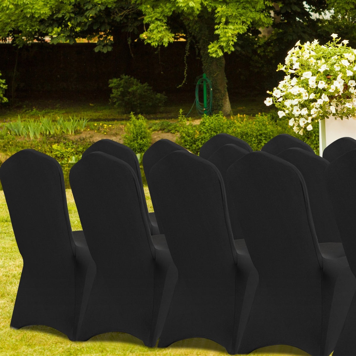 VEVOR 50 PCS Black Chair Covers Polyester Spandex Stretch Wedding Party Banquet