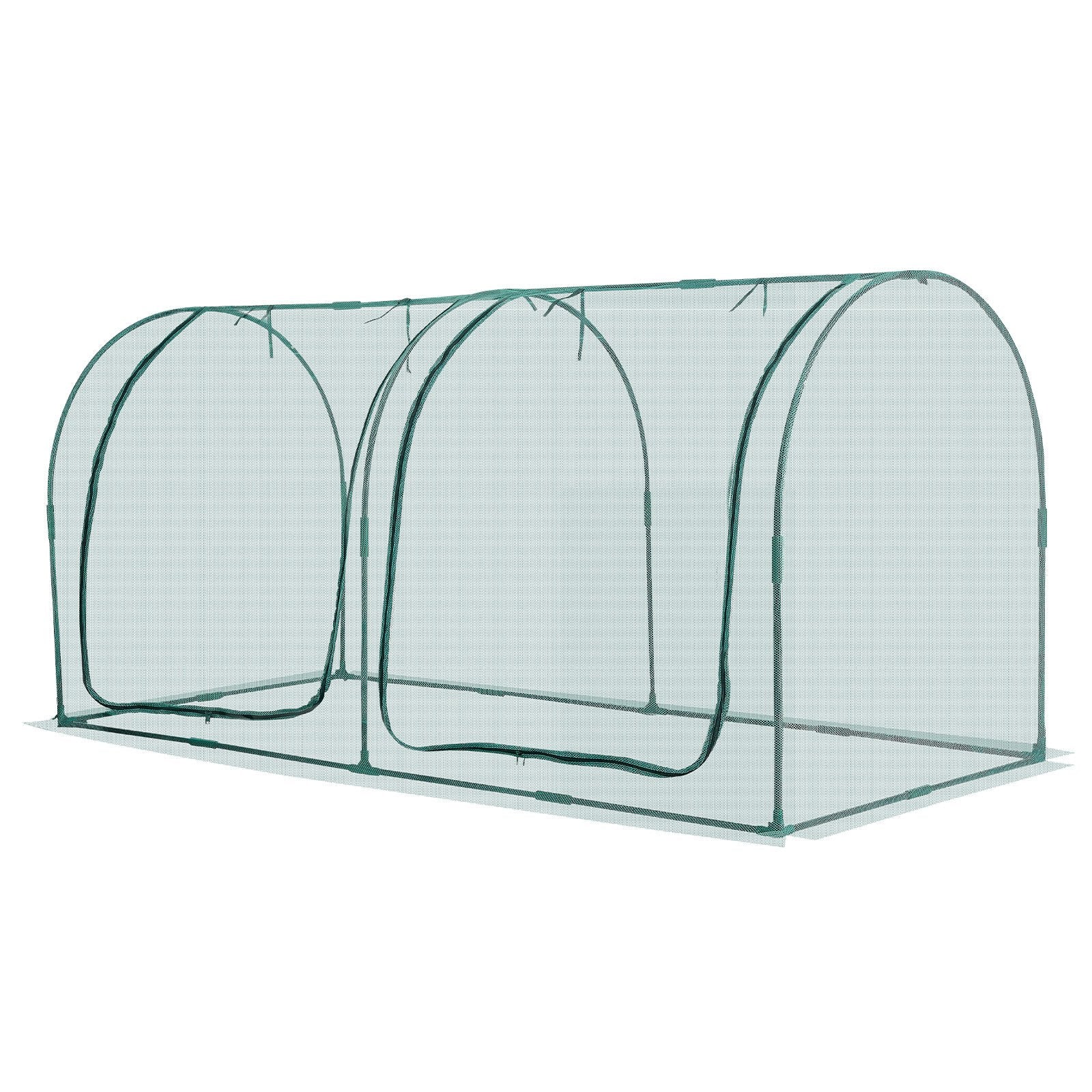 VEVOR Crop Cage, 2.48 x 1.2 x 1.2 m Plant Protection Tent with Zippered Door, Wind-Resistant Tall Crop Cage, Easy to Install, Outdoor Raised Bed Cover with Frame, Plant Netting for Garden Patio Lawn