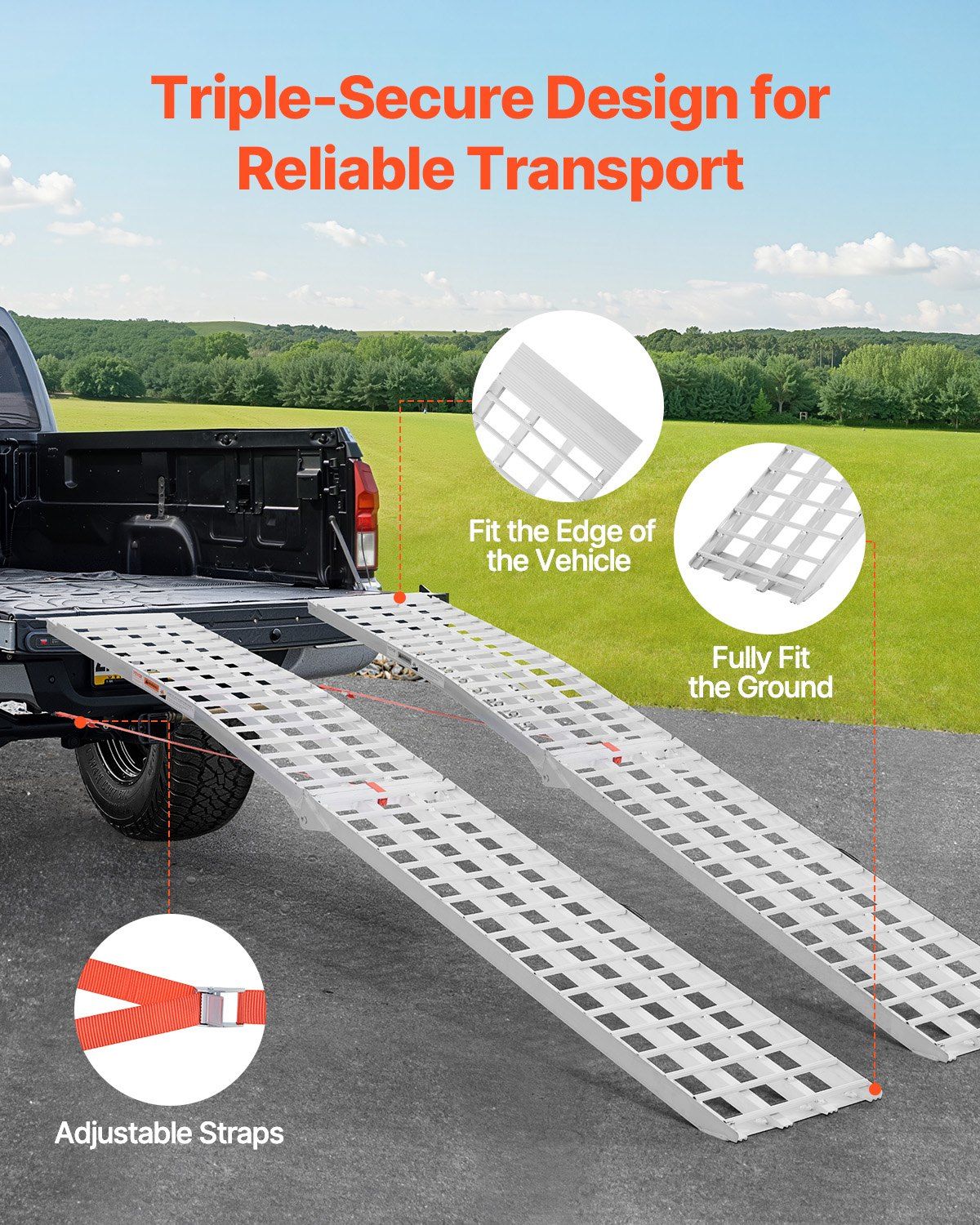 Aluminum Ramps, 2000 lbs, 2Pcs Heavy-duty Ramps with Wider Ramp Surface, Universal Stable Loading Ramp with Handles, Fit for ATV, UTV, Motorcycle, Electric Bicycle, etc.