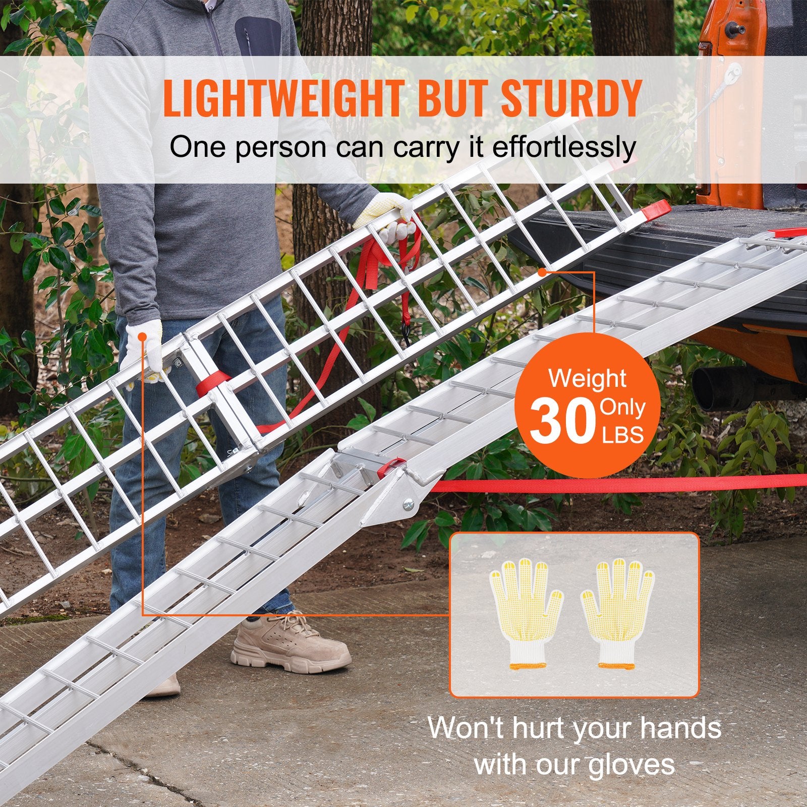 VEVOR Aluminum Ramp 1500 LBS Foldable Loading Ramps for Pickup Trucks Bed 2 PCS