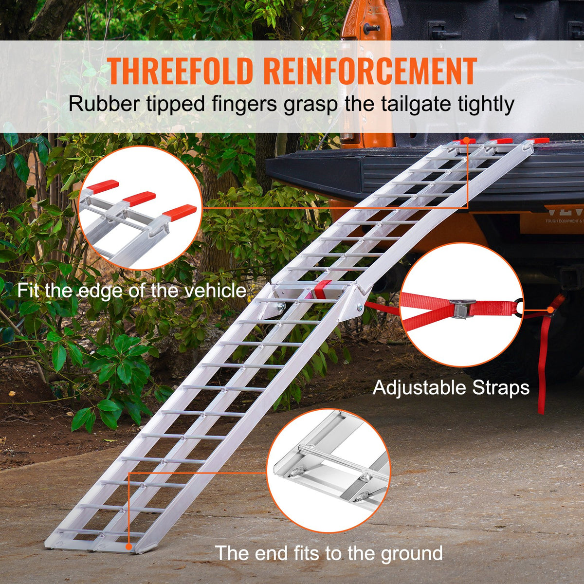 VEVOR Aluminum Ramp 750 LBS Foldable Loading Ramps for Pickup Trucks Bed 1 Piece