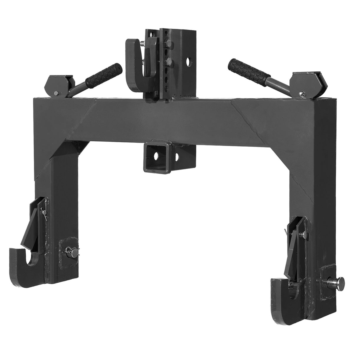 VEVOR 3-Point Quick Hitch with 2 in Receiver, 3000 Lbs Lift Capacity, 3-Pt Hitch with 5 Level Adjustable Bolt, Adaptation to Category 1 &amp; 2 Tractor, Heavy Duty 3 Point Attachments, Black