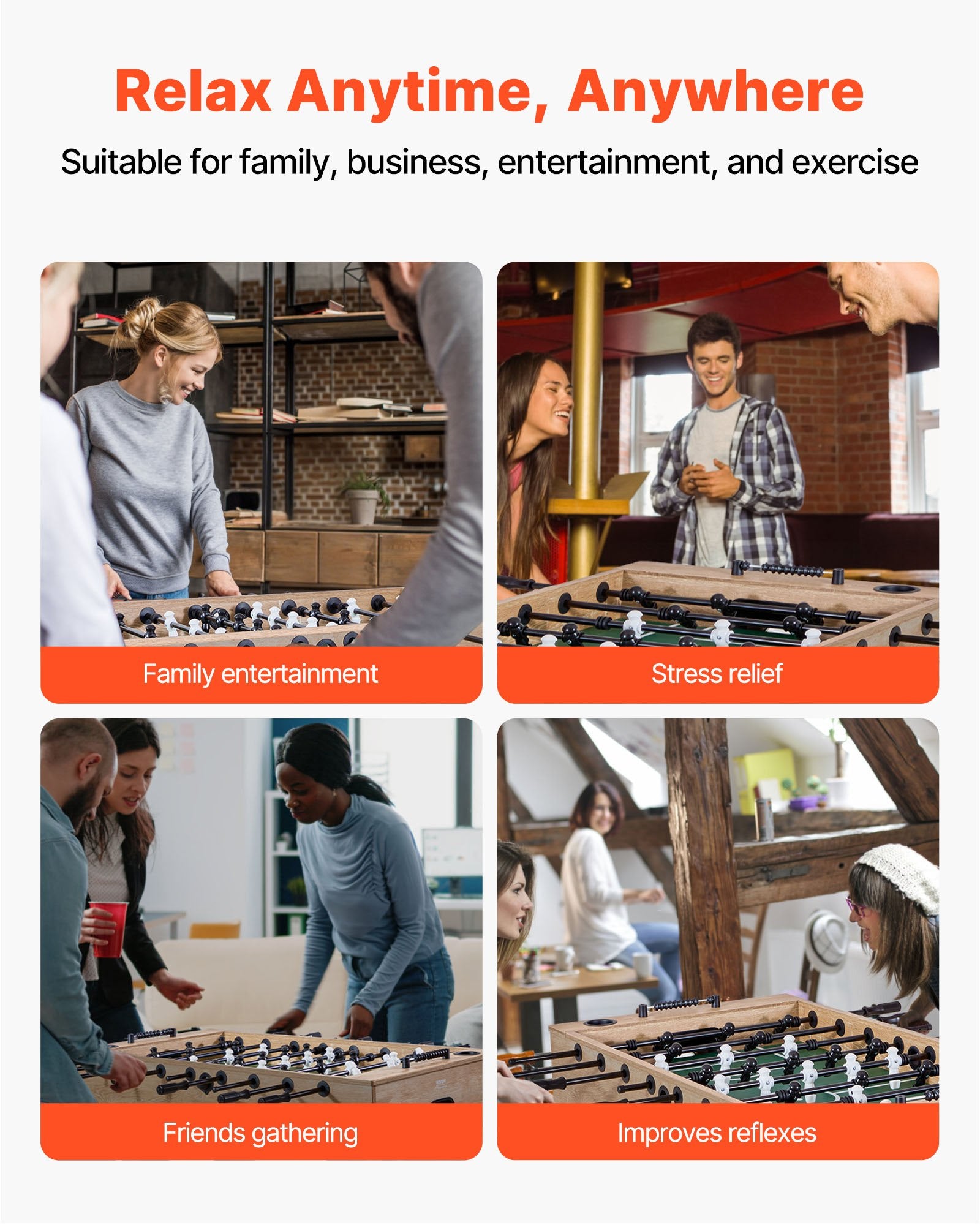 VEVOR 140 cm Foosball Soccer Game Table Standard Size Foosball Table for Home