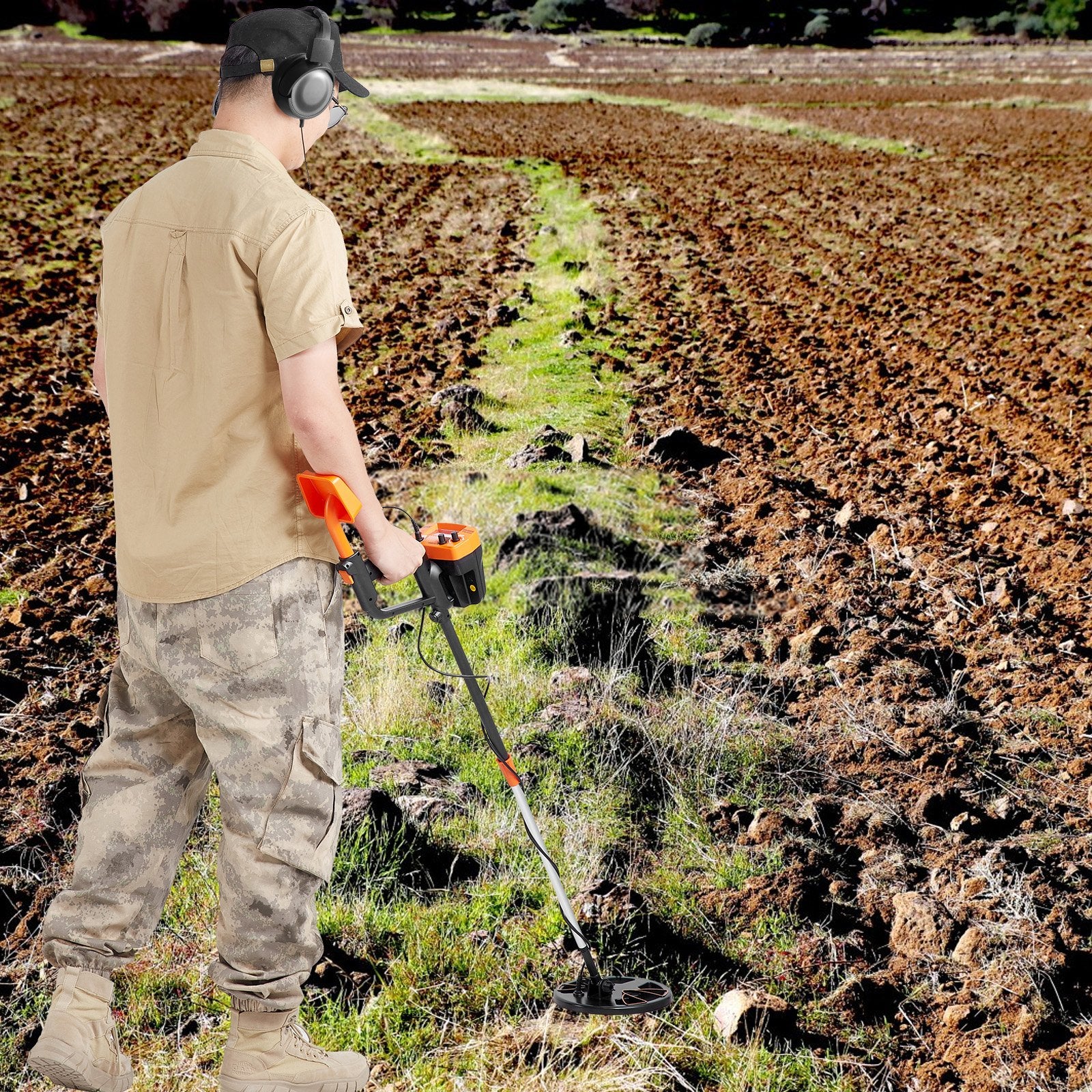 VEVOR Metal Detector for Adults & Kids, 8", Professional Adjustable Higher Accuracy Gold Detector, IP68 Waterproof Coil with LCD Display Advanced DSP Chip, for Detecting Gold Coin Treasure Hunting