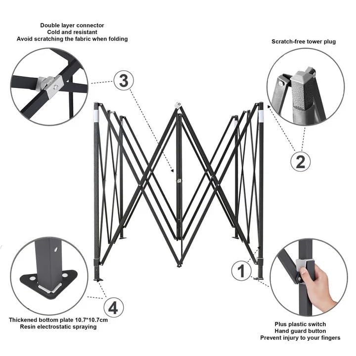 Portable Water-Resistant Gazebo 3x4.5 M - Black / Without Sidewalls