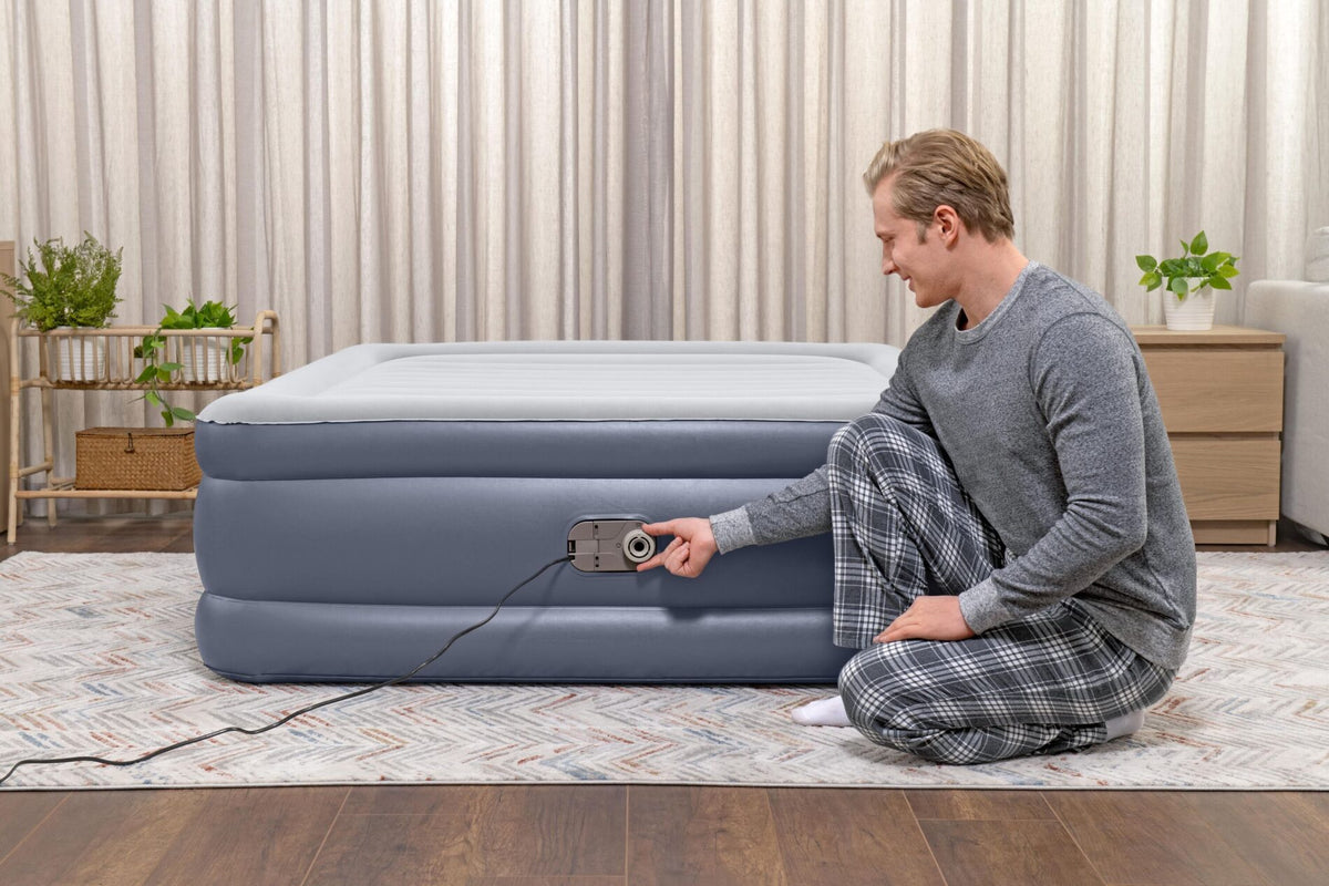 Bestway 2.03m x 1.52m x 51cm Tritech Air Inflatable Mattress Queen Built-in AC Pump
