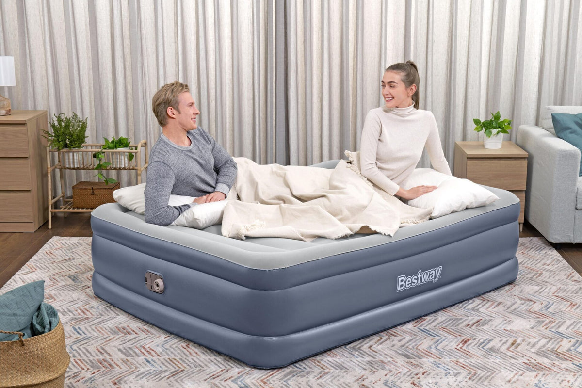 Bestway 2.03m x 1.52m x 51cm Tritech Air Inflatable Mattress Queen Built-in AC Pump