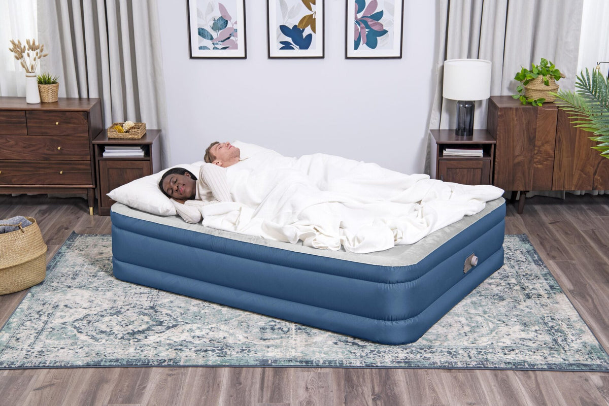 Bestway 2.03m x 1.52m x 46cm Fortech Snugable Top Air Inflatable Mattress Queen Built-in AC Pump
