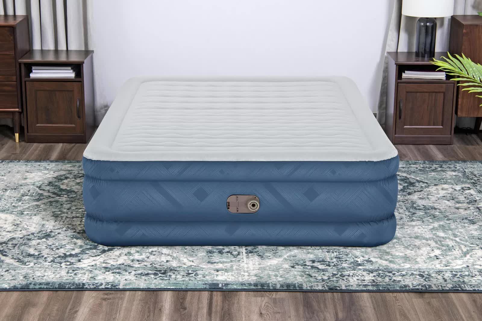 Bestway 2.03m x 1.52m x 46cm Fortech Snugable Top Air Inflatable Mattress Queen Built-in AC Pump
