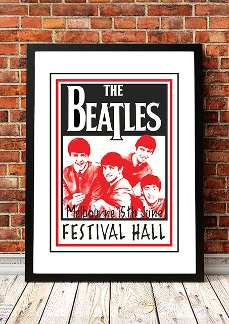 The Beatles 'Festival Hall' Melbourne, Australian Tour Poster 1964 - Framed A1