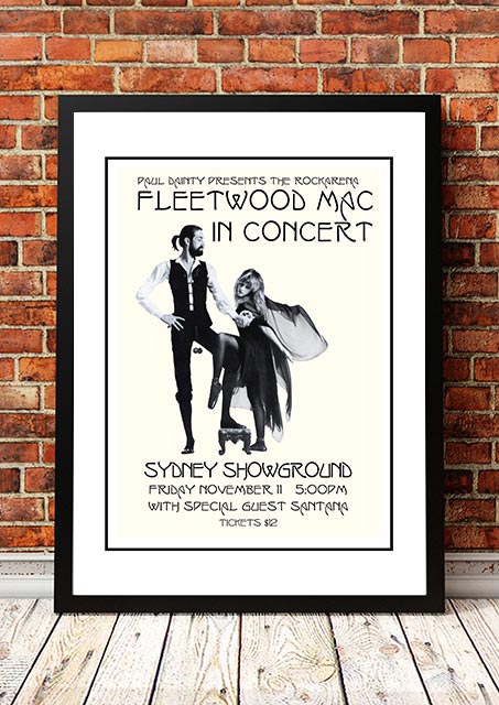 Fleetwood Mac / Santana 'Sydney Showground' Poster 1977- Framed A4
