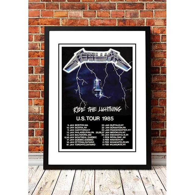 Metallica &#39;Ride The Lightning&#39; US Tour Poster 1985 - Framed A1