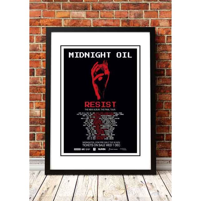 Midnight Oil &#39;Resist&#39; Tour Poster 2022 - Framed A1