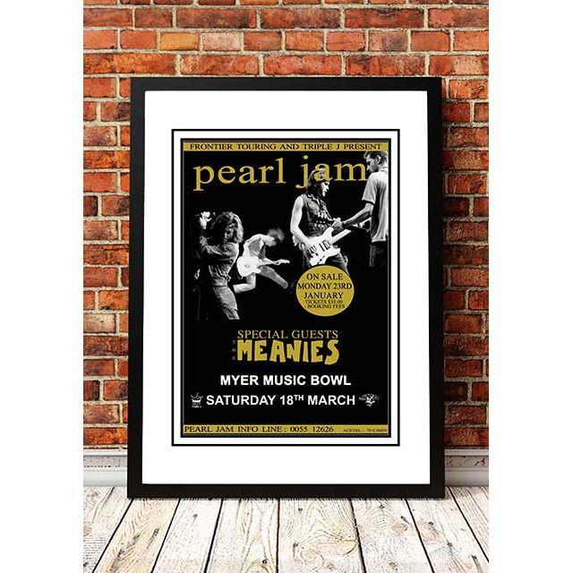 Pearl Jam &#39;Myer Music Bowl&#39; Melbourne, Australian Tour Poster 1995 - Framed A2