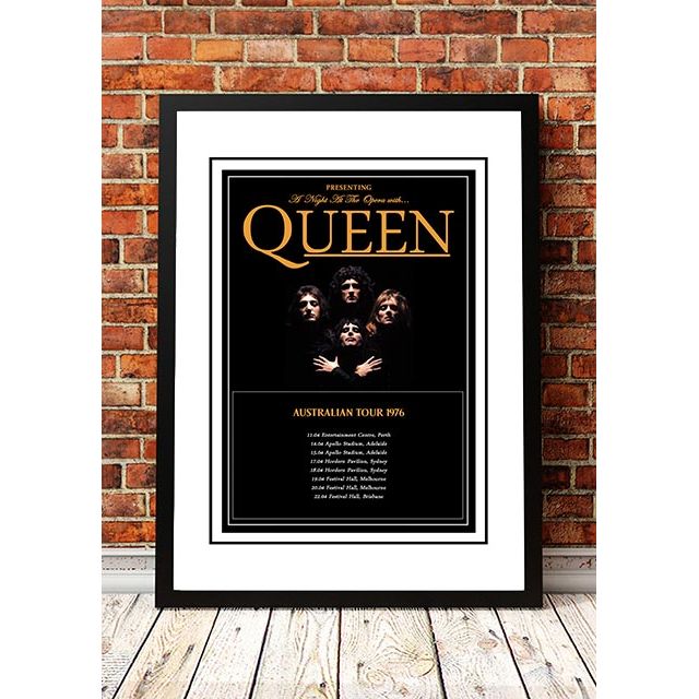 Queen 'A Night At The Opera' Australian Tour Poster 1976 - Framed A1