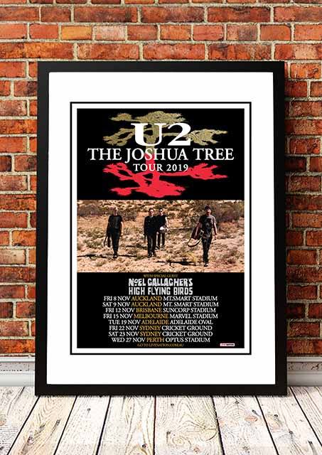 U2 &#39;Joshua Tree&#39; Australian Tour Poster 2019 - Framed A1