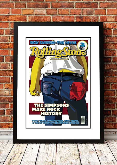 The Simpsons 'Born in the USA' Rolling Stone Magazine Cover! - Framed A3