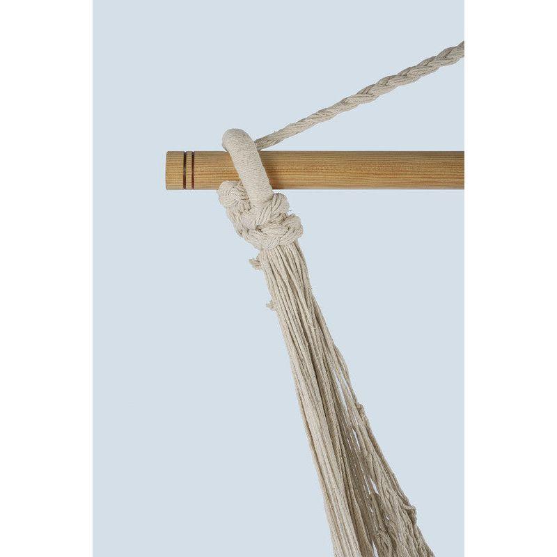 Fringed Cotton Rope Mexican Hammock Swing from Mexico in Ivory