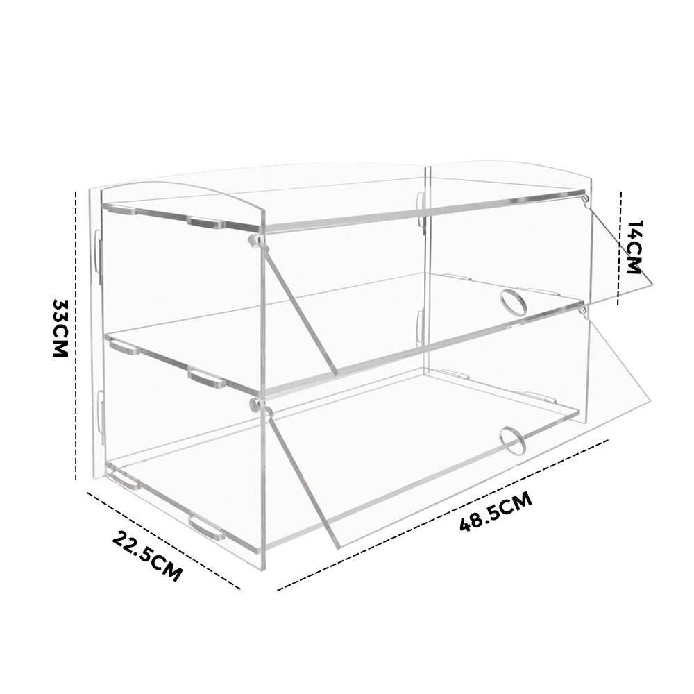 Alston 2-Tier Bakery Display Case Cabinet Pastry Acrylic Cupcake Donuts Cake Pastry Clear Display Cabinet Shelf Transparent Showcase 225x485x330mm