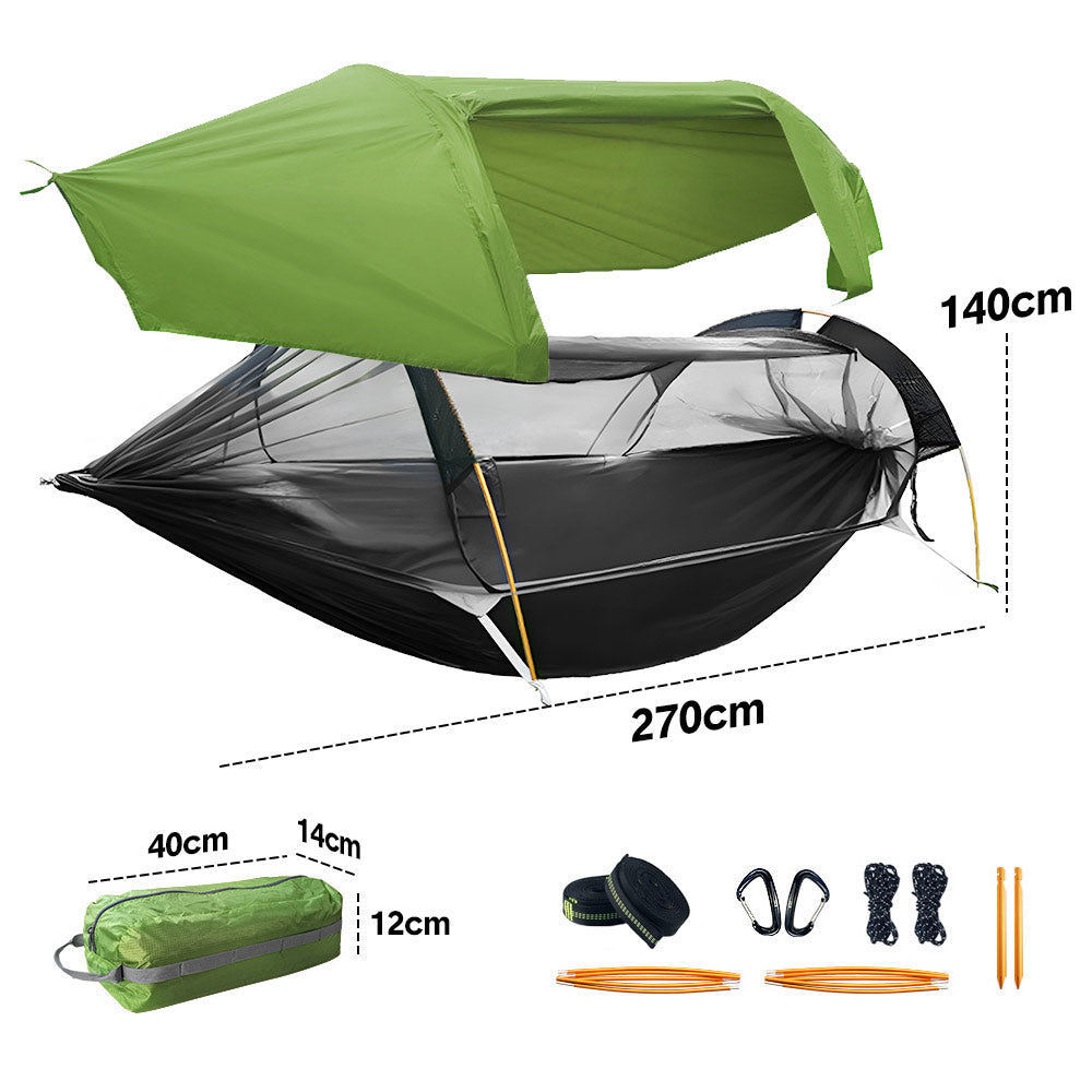 Hammock Tent Outdoor Double Portable Multi-Functional Waterproof Hammock Parachute Camping Hanging Bed 270x140cm with Anti Mosquito Net and Storage Bag