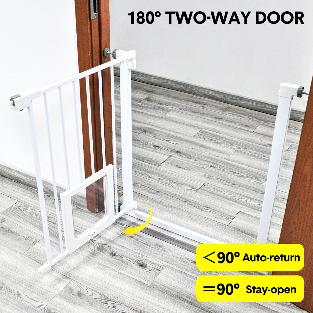 Alston 76cm Tall Baby Pet Security Gate Safety Adjustable Width with Cat Door for House Doorways Stairs Guard Extension Part Width 12cm/24cm Wall Mount