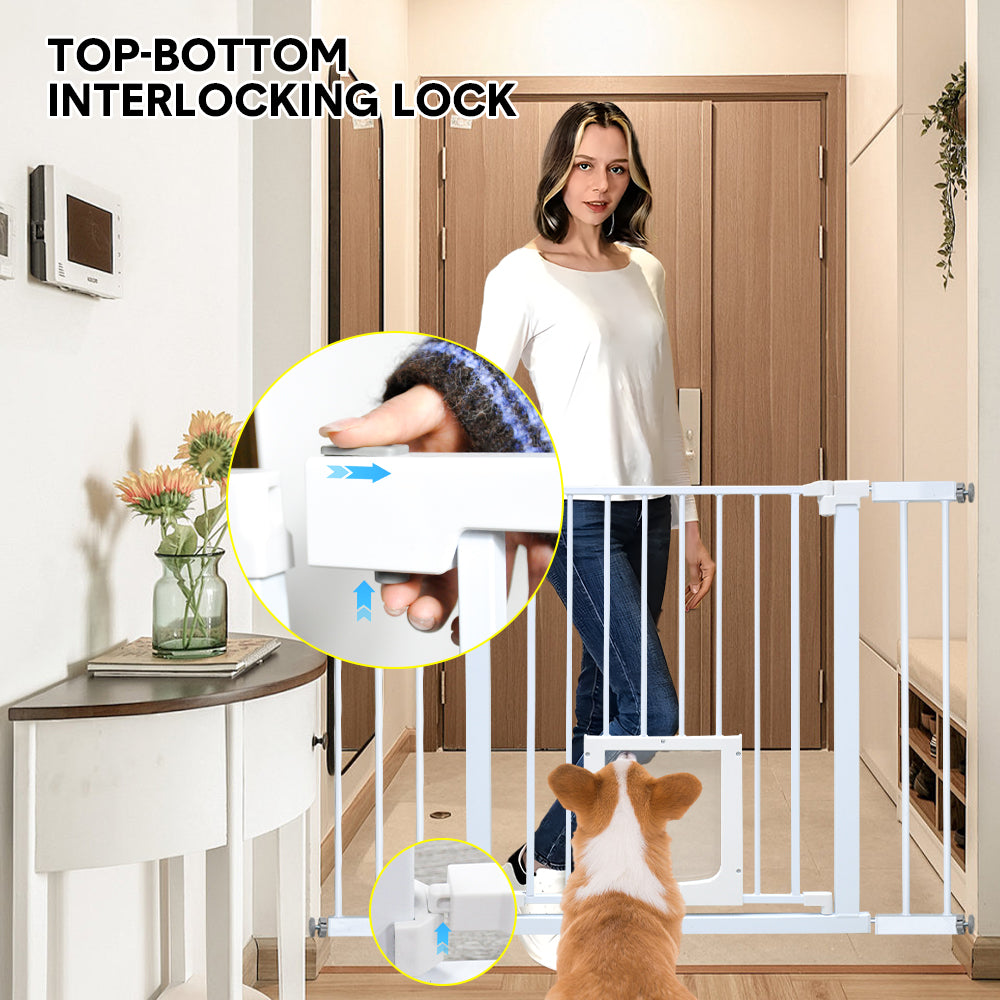Alston 76cm Tall Baby Pet Security Gate Safety Adjustable Width with Cat Door for House Doorways Stairs Guard Extension Part Width 12cm/24cm Wall Mount